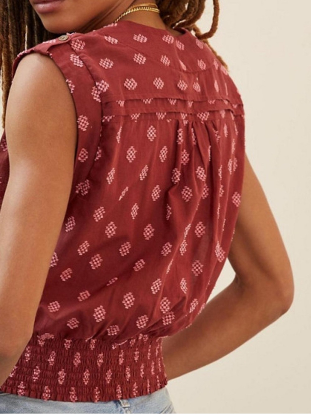 Anthropologie Brick Red Sleeveless Blouse
